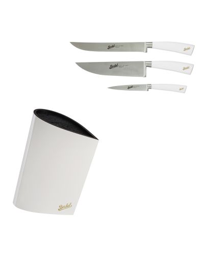 Bag Blöcke + Elegance Set mit 3 Chef-Messern Weiß