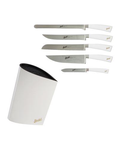 Porte couteaux Bag + Elegance Set de 5 couteaux chef Blanc