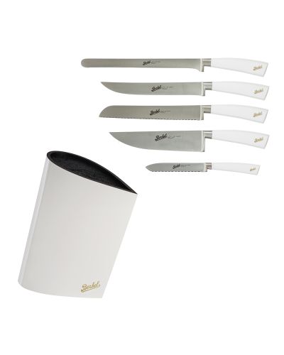 Bag Block + Elegance chef Set of 5 Knives White