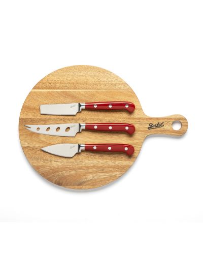 cheese knife set with wooden board