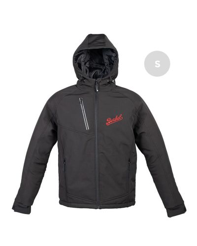 giacca tecnica nera con cappuccio vista frontale