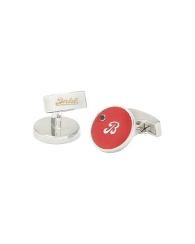 Cufflinks red with logo Berkel silver