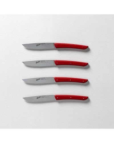 COLOR SET 4 COLTELLI BISTECCA ROSSO LAMA SEGHETTATA