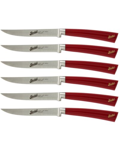 Elegance Set de 6 cuchillos de carne en acero Rojo