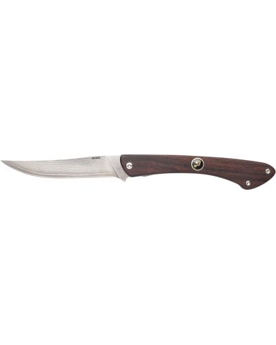 Coltello Serramanico lama damascata e manico Palissandro