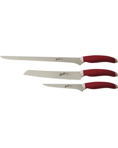 Teknica Set de 3 Couteaux à Jambon Rouge