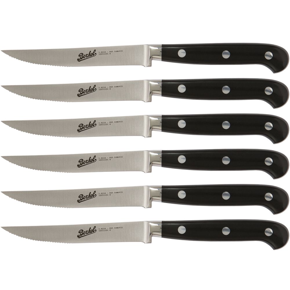 Set de 6 couteaux à steak Adhoc Noir lame dentée