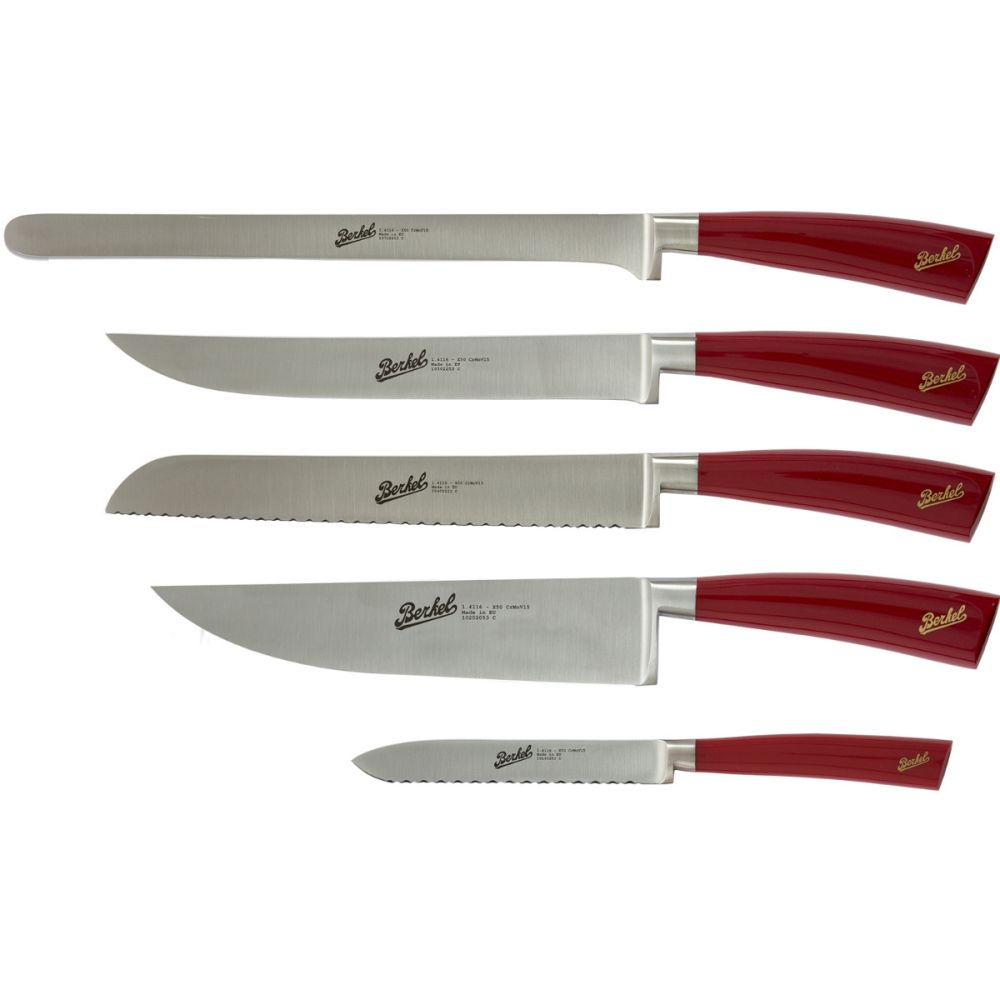 Elegance chef Set of 5 Knives Red