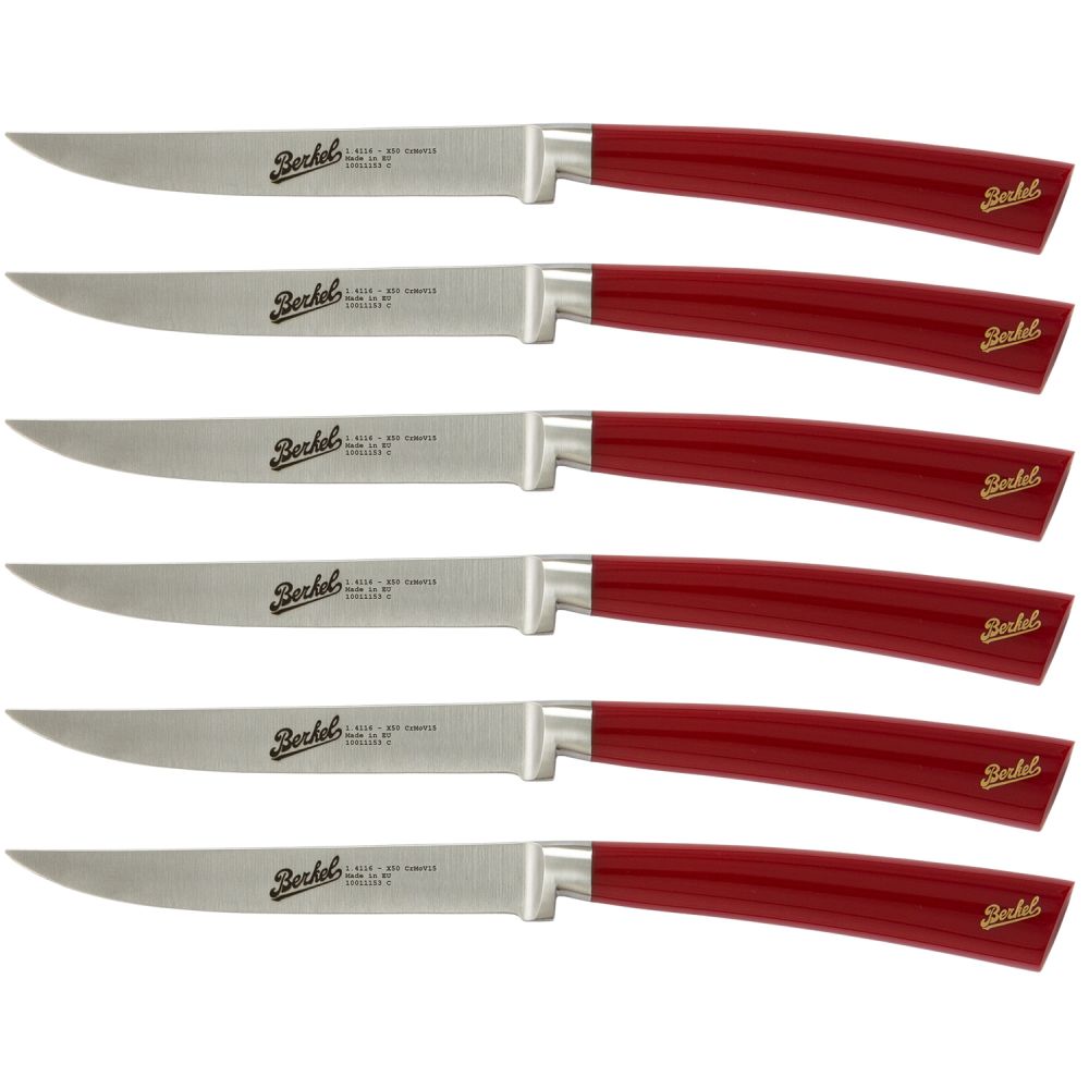 Elegance Set 6 coltelli da bistecca in acciaio Rosso