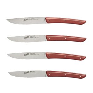 COLOR SET 4 CUCHILLOS BISTEC ROJO HOJA DENTADA