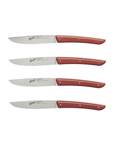 COLOR SET 4 CUCHILLOS BISTEC ROJO HOJA DENTADA